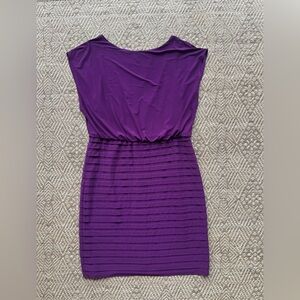 Adrianna Papell Rich Purple Striped Mini Dress